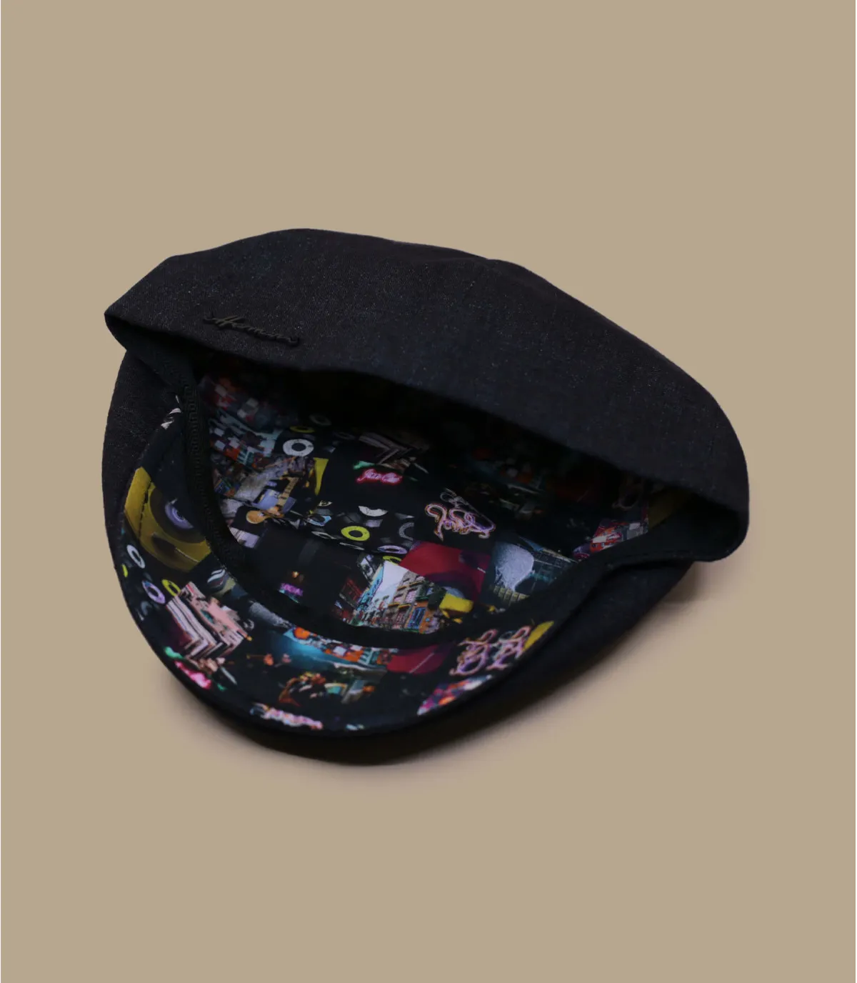 Béret casquette lin noir herman - Woodstock Linen black Herman Headwear : Headict