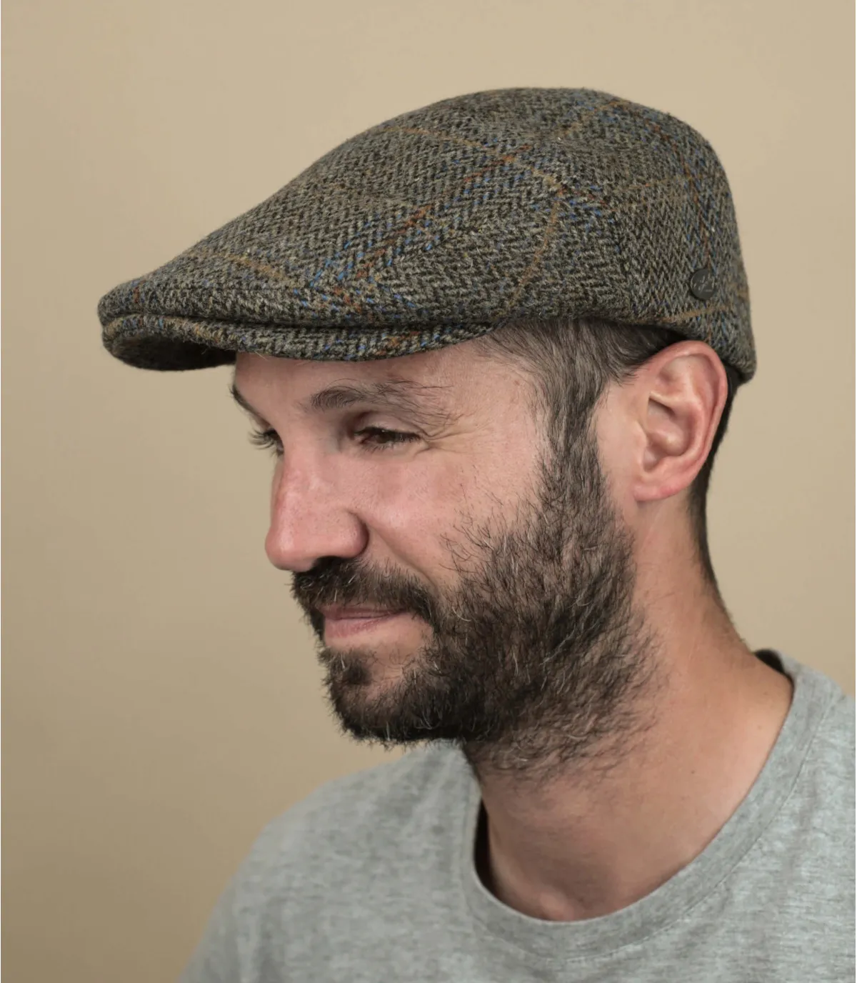 béret casquette plate marron - Lou oak plaid Bailey : Headict