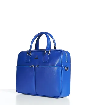 Cartable 24 heures en cuir porte-documents sacoche ordinateur bleuet Justin