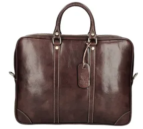 Cartable cuir vachette marron fonce