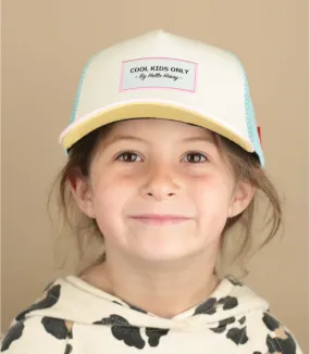 Casquette enfant trucker jaune bleue et rose - Casquette Trucker Mini Lollipop Hello Hossy : Headict