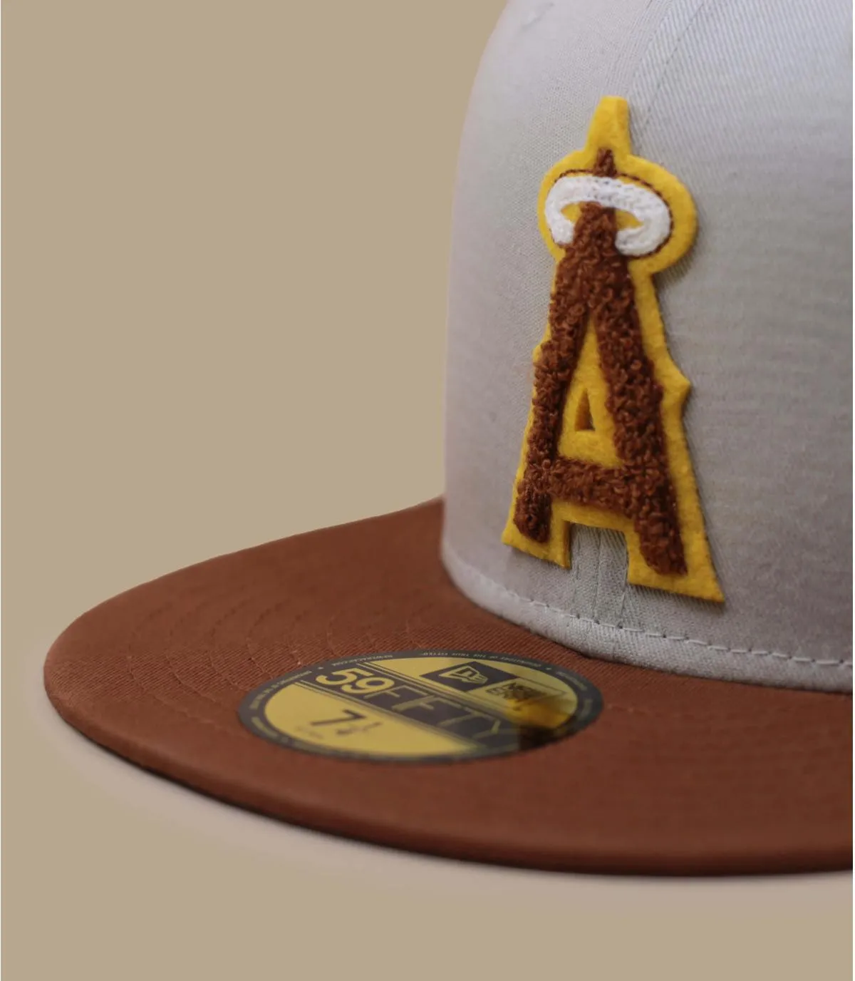 Casquette fitted Anaheim Angels beige orange - Casquette Boucle 59Fifty Angels offwhite green New Era : Headict