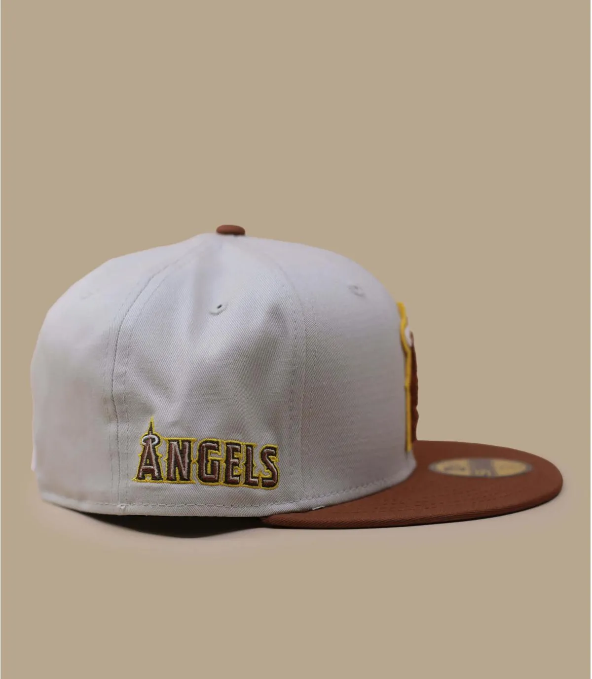 Casquette fitted Anaheim Angels beige orange - Casquette Boucle 59Fifty Angels offwhite green New Era : Headict