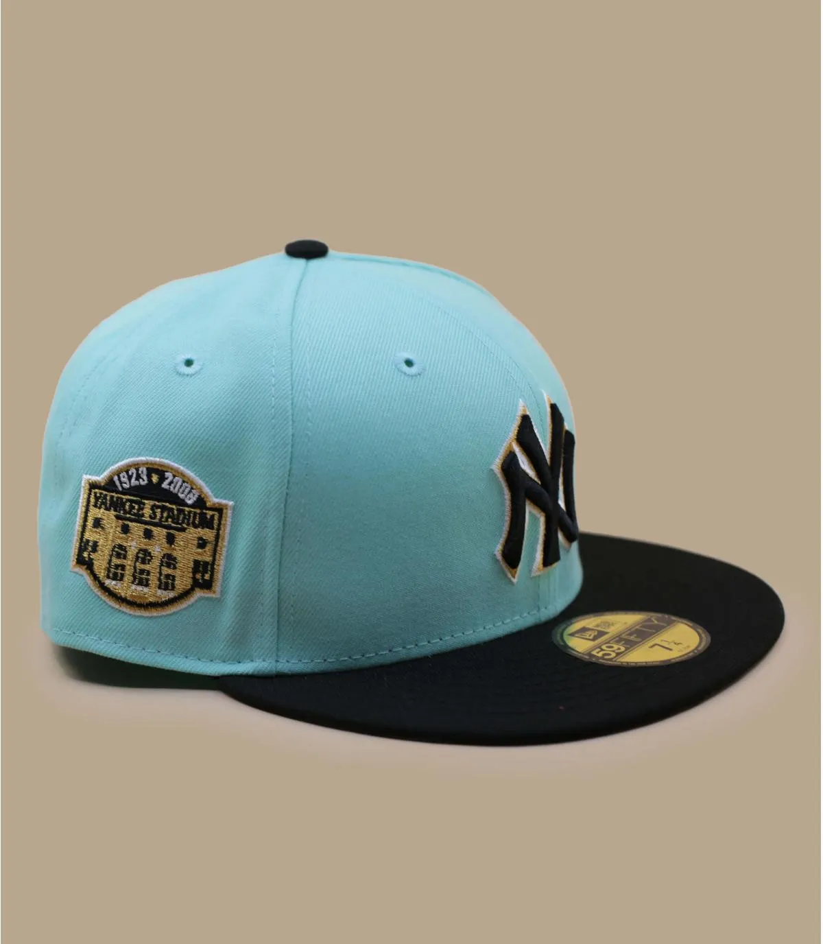 Casquette fitted bleue NY - Side Patch 59Fifty New York Yankees blue tint black New Era : Headict