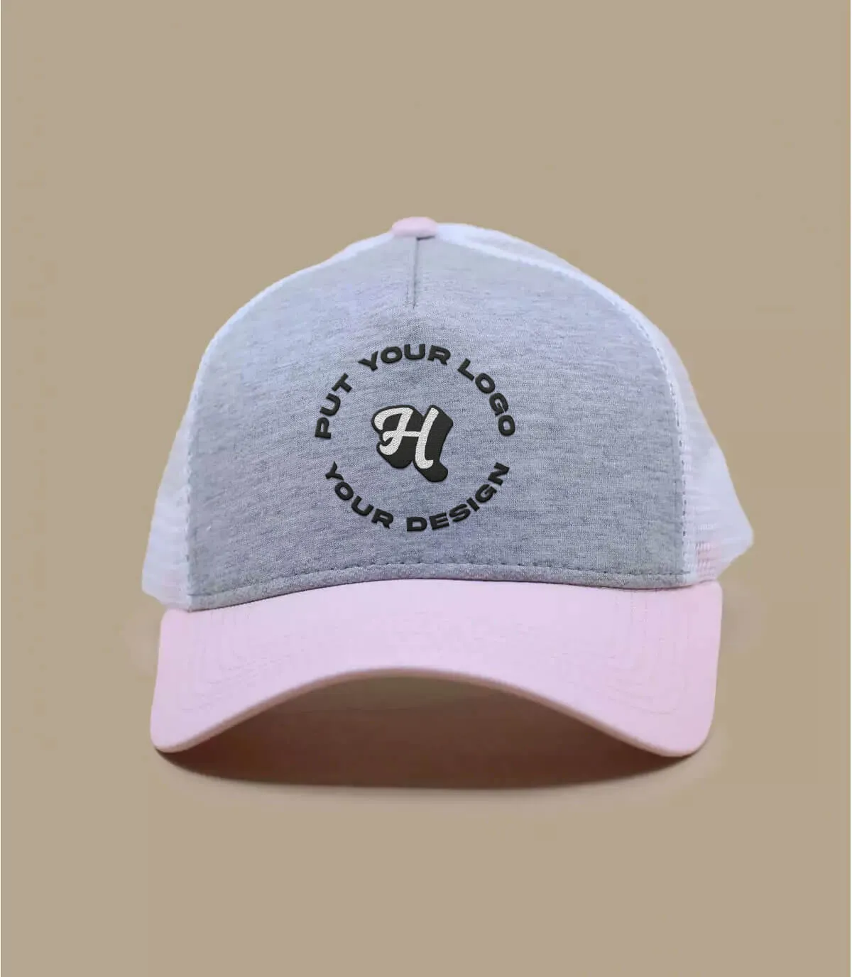  - Casquette Personnalisable Trucker jersey grey pink white : Headict