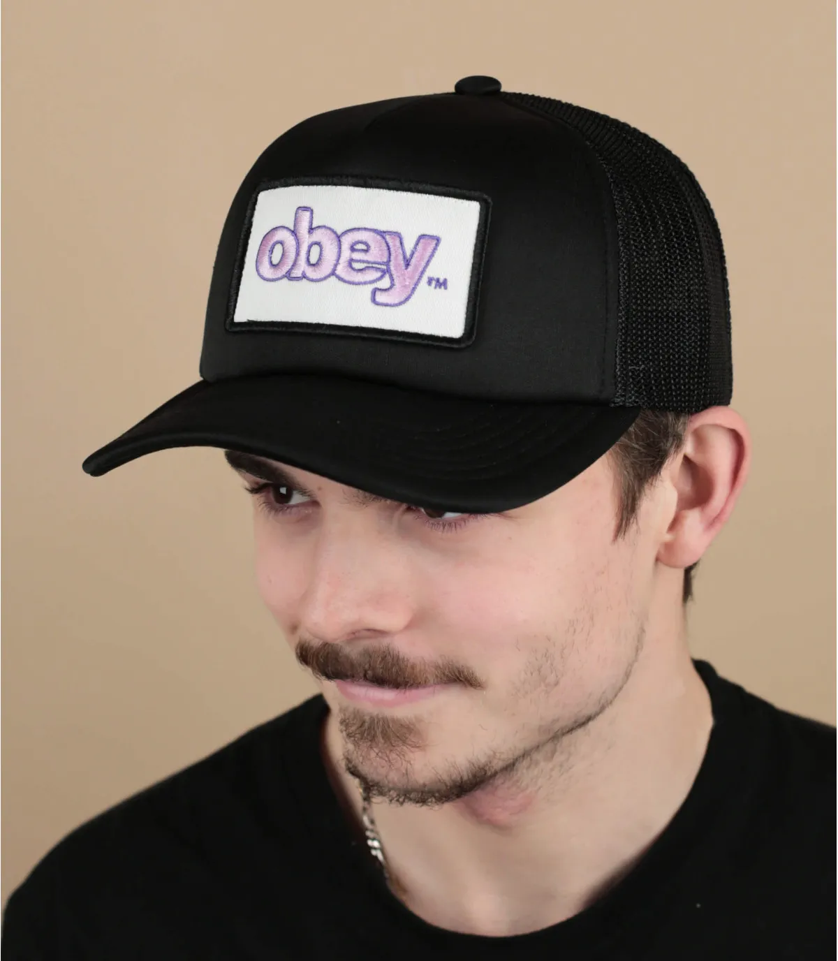 casquette trucker noir patch - Marked Trucker black Obey : Headict