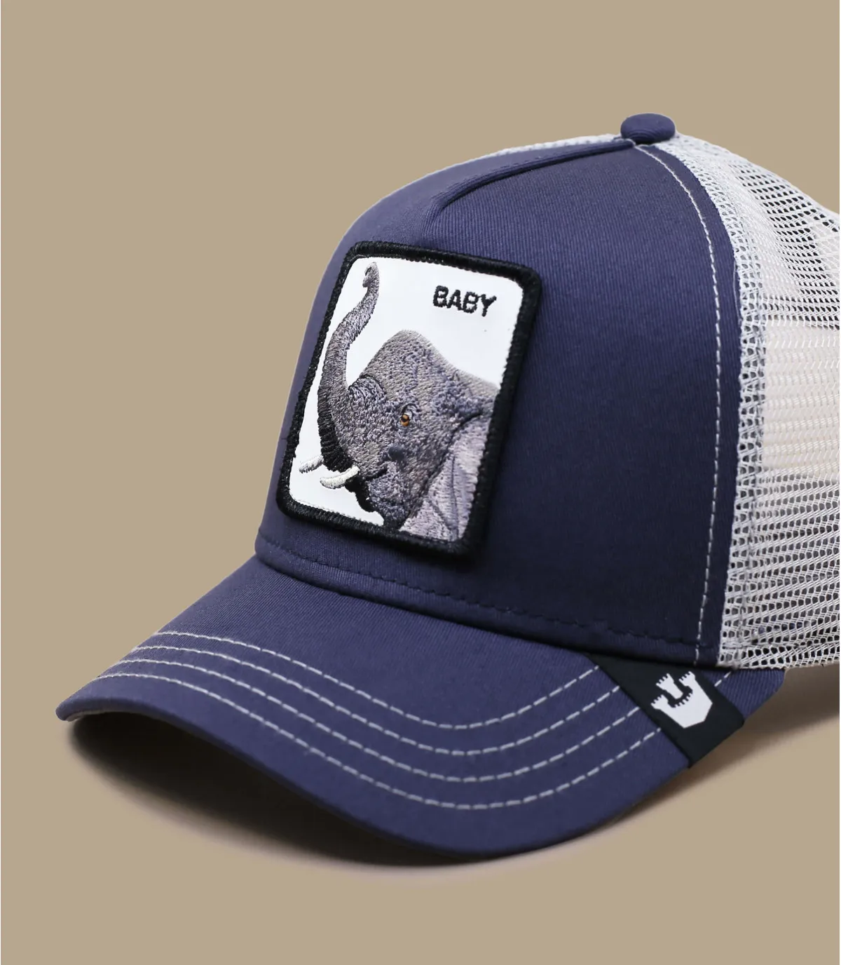 casquette trucker éléphant - Trucker Big Baby Elephant navy Goorin : Headict