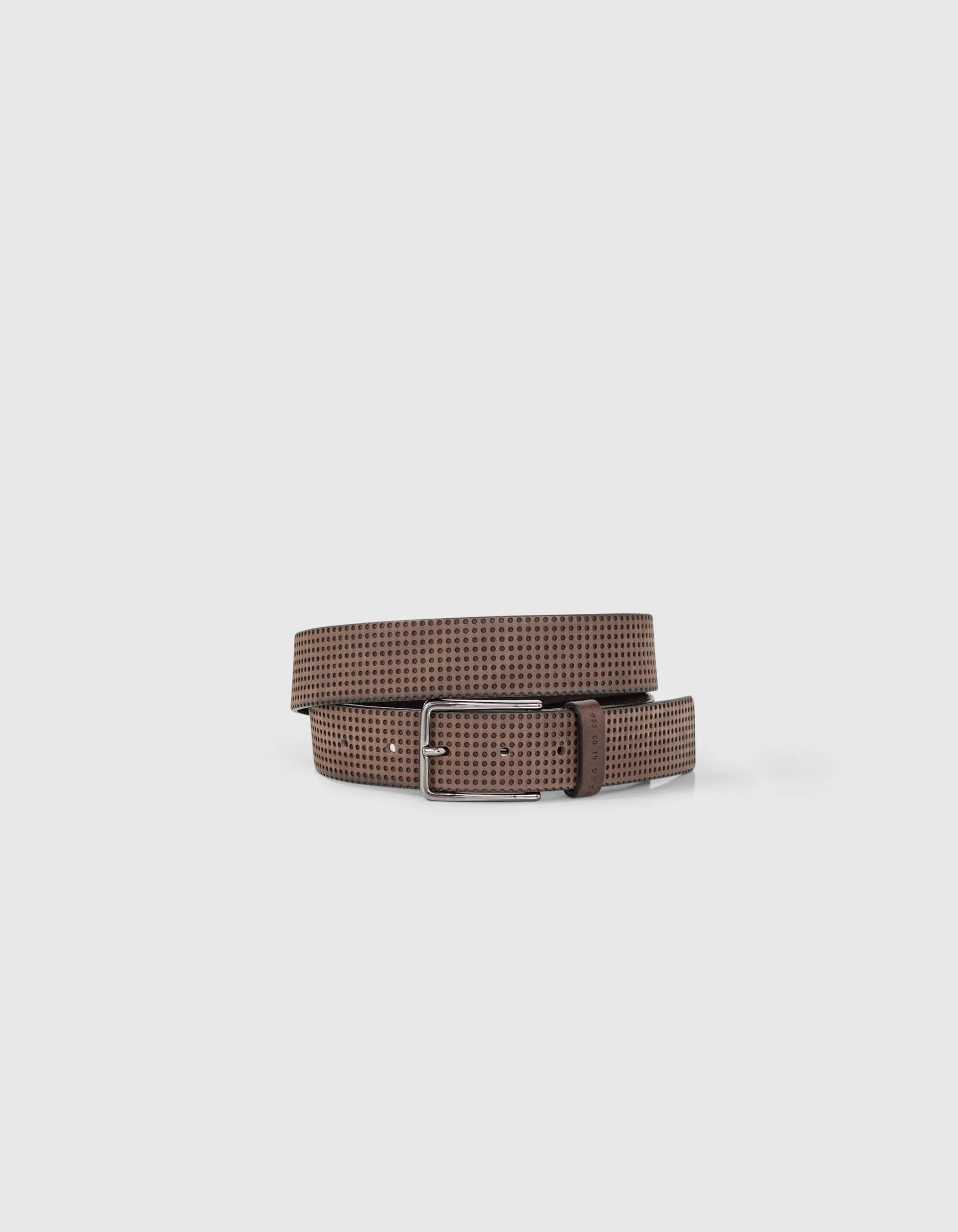 Ceinture dark choco en cuir perforé Homme