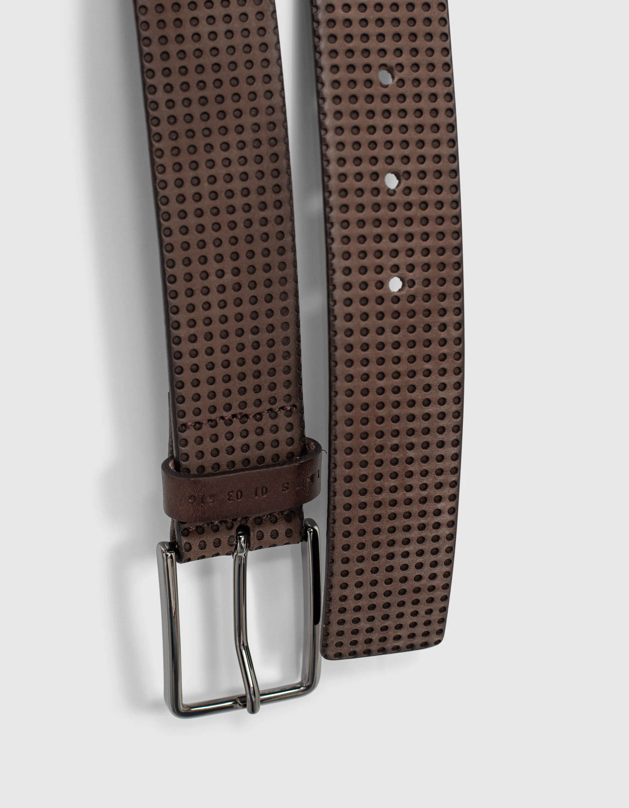 Ceinture dark choco en cuir perforé Homme