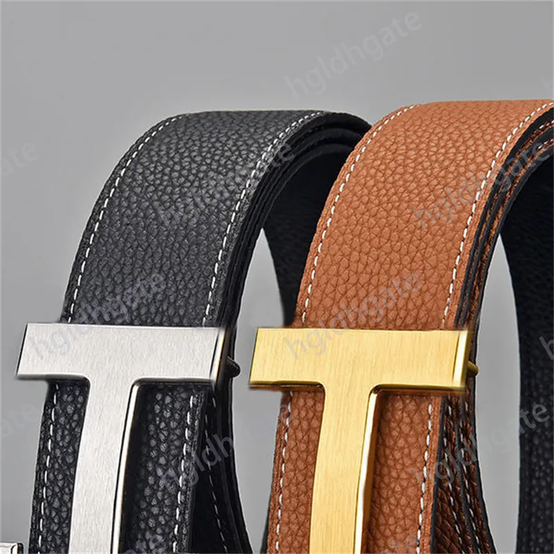 Ceinture De Ceinture Pour Hommes Ceintures En Cuir Litchi Pour Femmes Designer Ceinture Luxe Lisse Boucle Rétro Noire De Luxe No