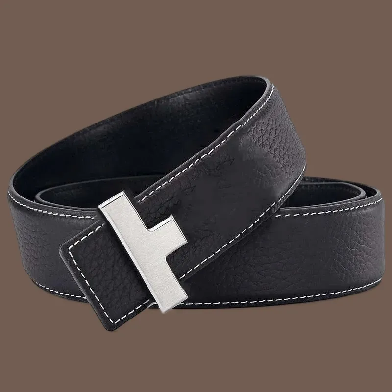 Ceinture De Ceinture Pour Hommes Ceintures En Cuir Litchi Pour Femmes Designer Ceinture Luxe Lisse Boucle Rétro Noire De Luxe No