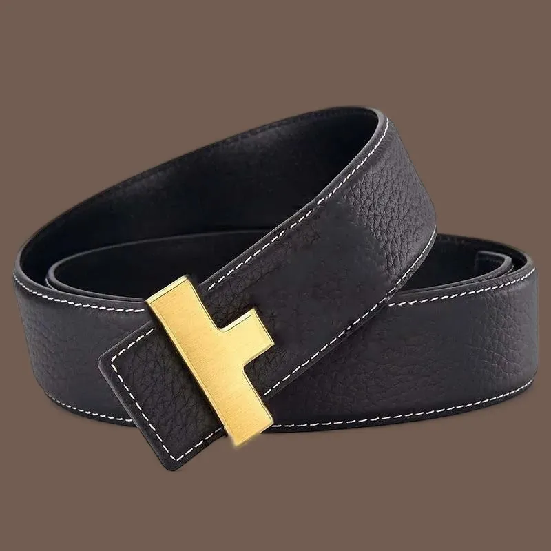 Ceinture De Ceinture Pour Hommes Ceintures En Cuir Litchi Pour Femmes Designer Ceinture Luxe Lisse Boucle Rétro Noire De Luxe No