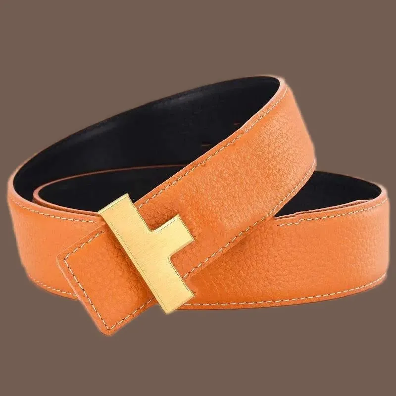 Ceinture De Ceinture Pour Hommes Ceintures En Cuir Litchi Pour Femmes Designer Ceinture Luxe Lisse Boucle Rétro Noire De Luxe No