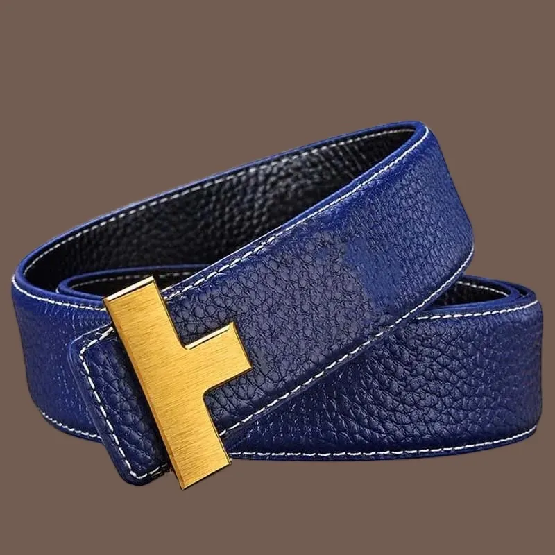 Ceinture De Ceinture Pour Hommes Ceintures En Cuir Litchi Pour Femmes Designer Ceinture Luxe Lisse Boucle Rétro Noire De Luxe No