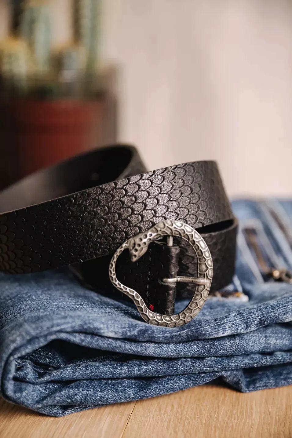 Ceinture en cuir Femme, Black  Vedra Snake Freeman T.Porter