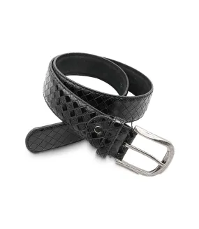 Ceinture femme synthétique doublure en cuir boucle viellie - Noir