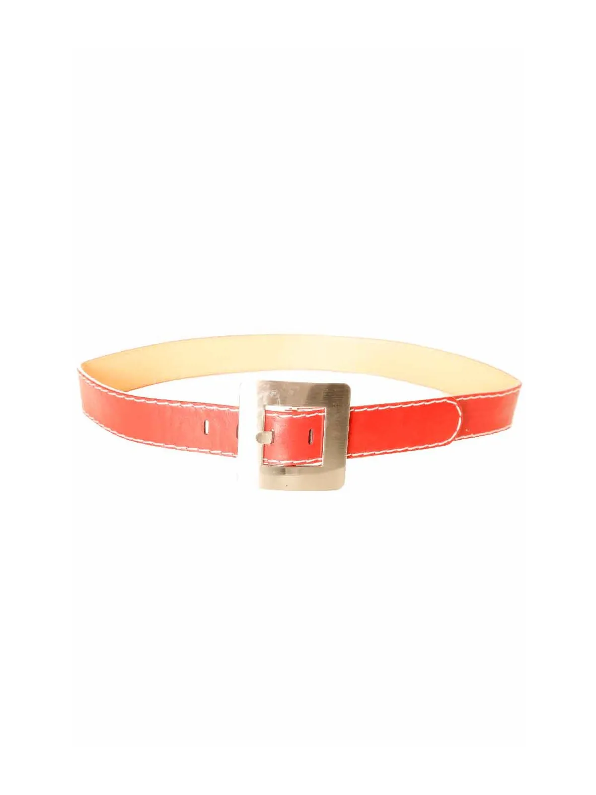 Ceinture Rouge avec couture blanche à boucle carré CE 504