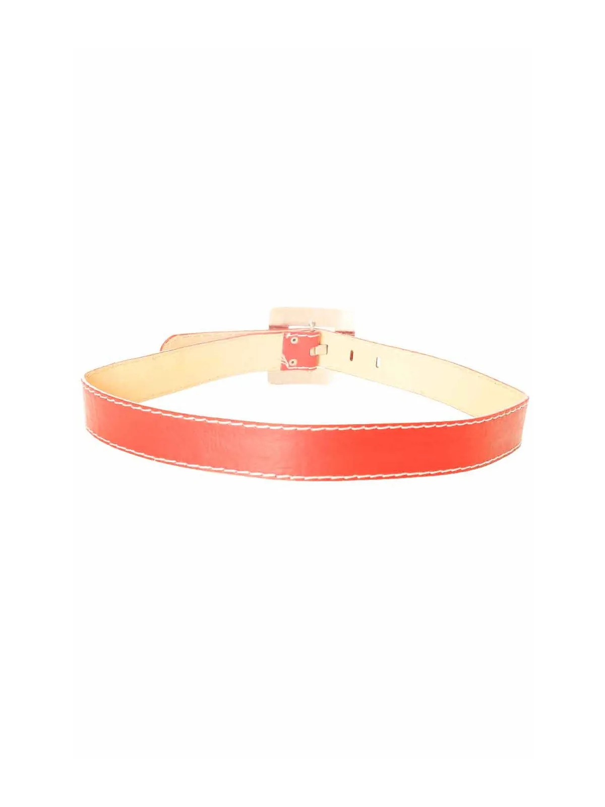 Ceinture Rouge avec couture blanche à boucle carré CE 504