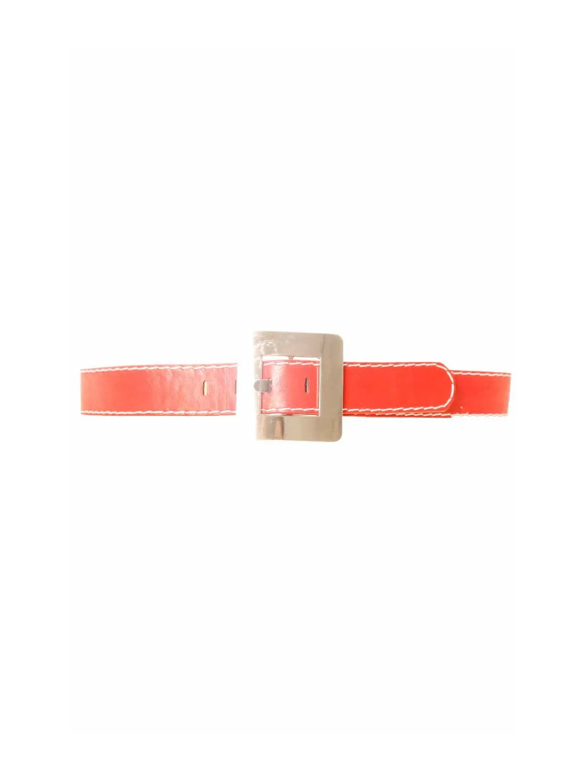 Ceinture Rouge avec couture blanche à boucle carré CE 504