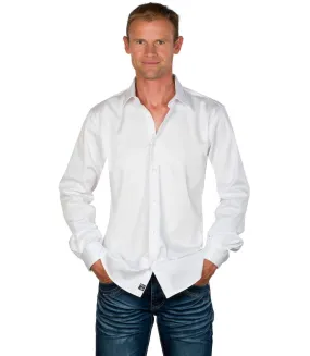 Chemise cintrée homme ajustée col italien unie blanche Harry