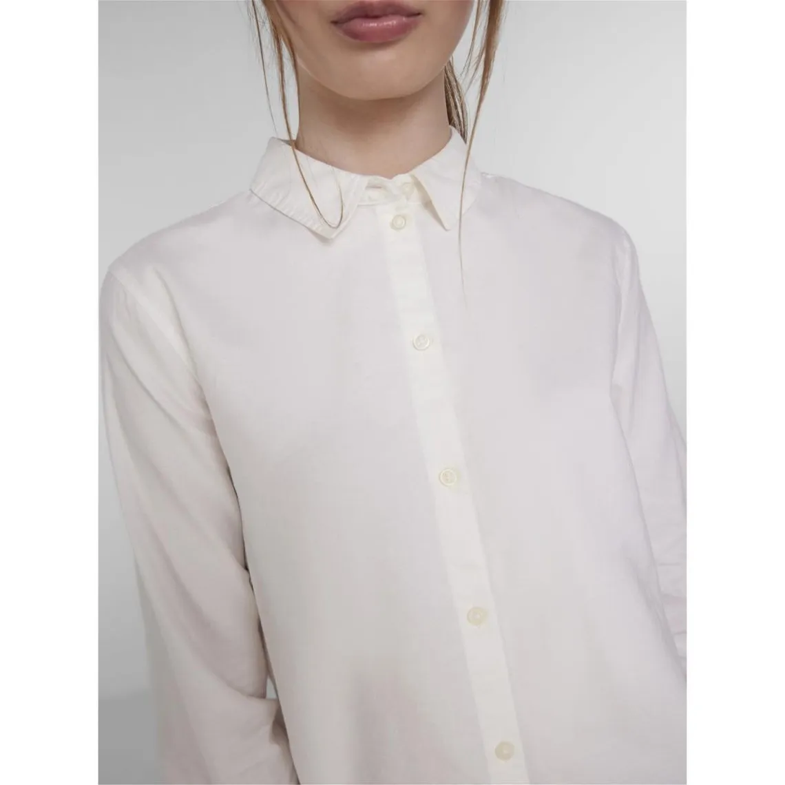 Chemise col boutonné manches longues blanc en coton | 3 Suisses