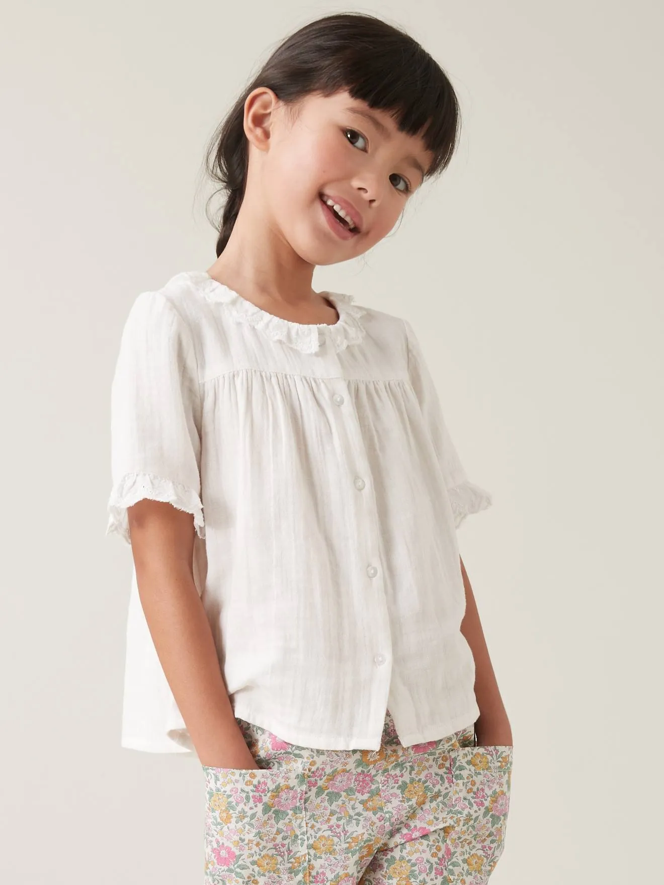 Chemise fille en gaze coton bio CYRILLUS rose - Cyrillus