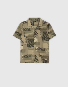 Chemise kaki LENZING™ ECOVERO™ imprimé camouflage garçon