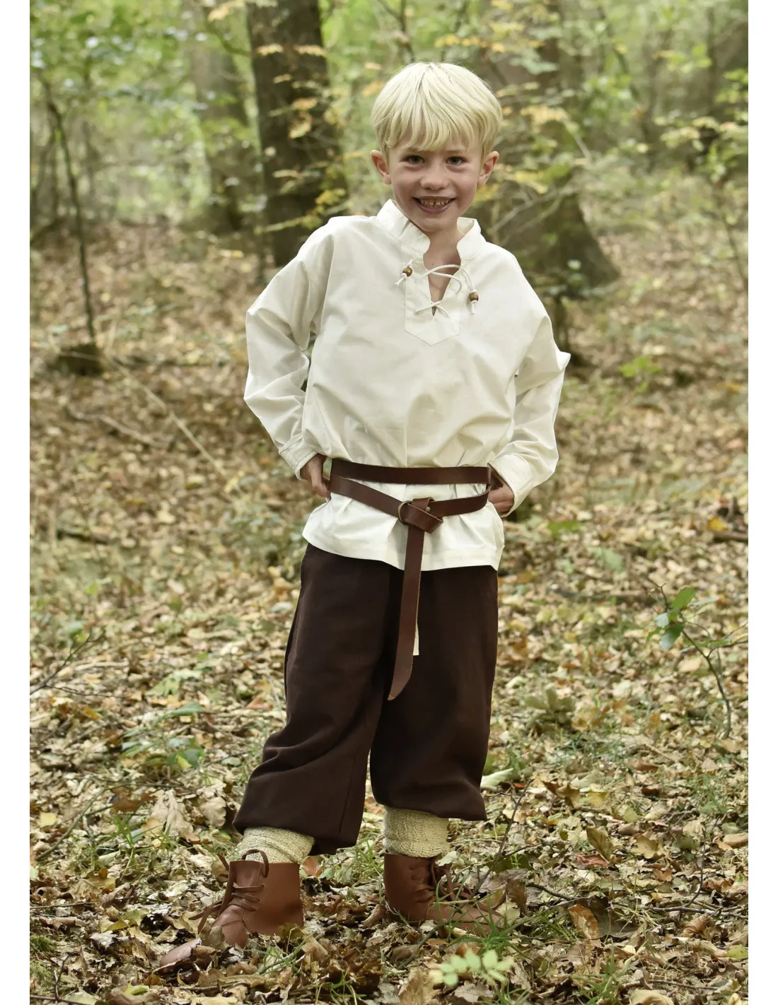 Chemise médiévale blanche naturelle pour garçon, Colin ⚔️ Boutique Épées