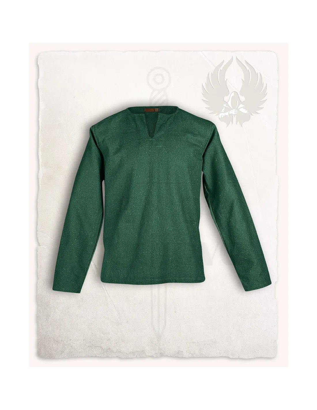 Chemise médiévale fermée modèle Rurik, verte ⚔️ Tienda Medieval - ⚔️ Boutique-Epees