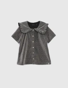 Chemise noire pailletée avec col fille