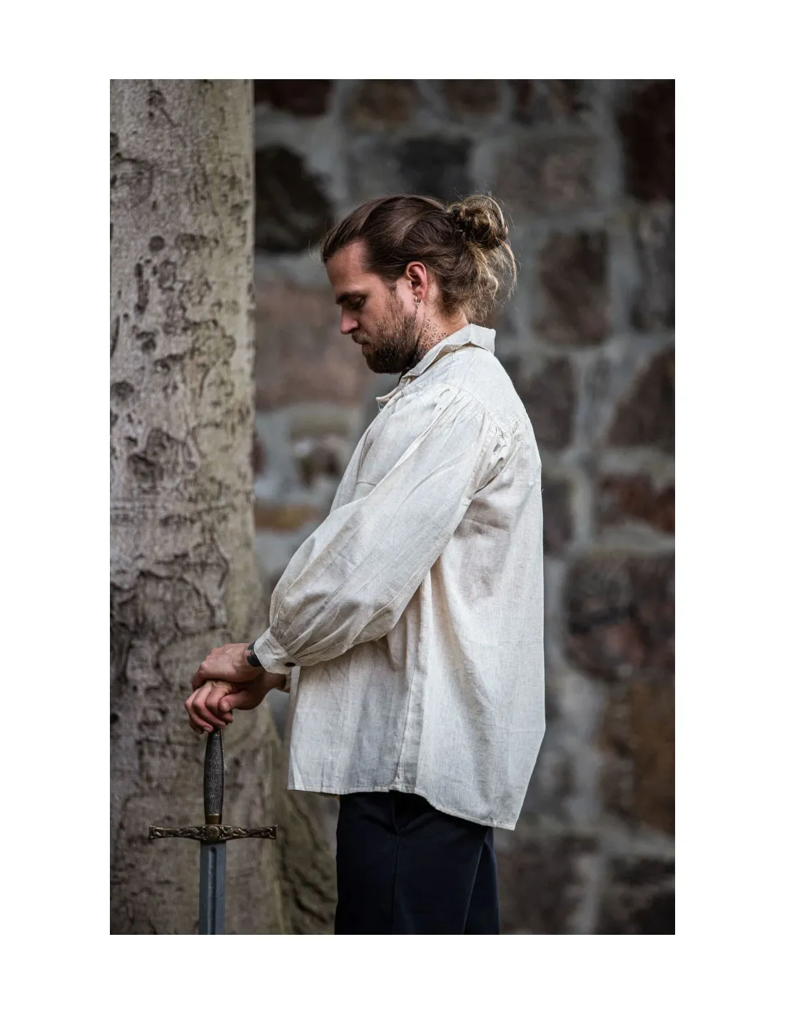 Chemise pirate Artur à lacets, couleur blanc naturel ⚔️ Boutique Épées