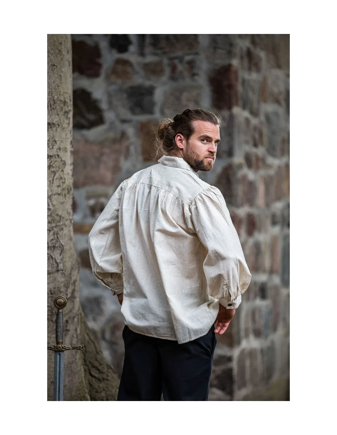 Chemise pirate Artur à lacets, couleur blanc naturel ⚔️ Boutique Épées