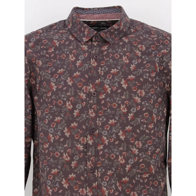 Chemise à fleurs axel bordeaux homme - Teddy Smith | wimod