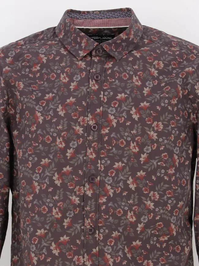 Chemise à fleurs axel bordeaux homme - Teddy Smith | wimod