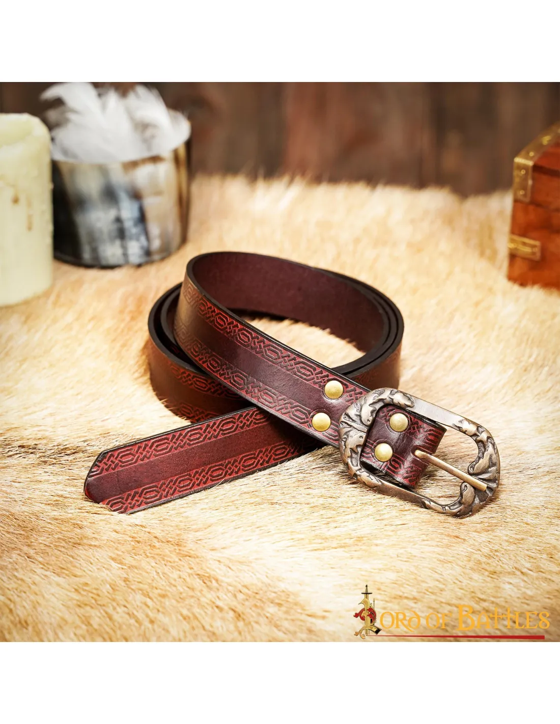 Conception en relief de ceinture médiévale marron ⚔️ Boutique Épées