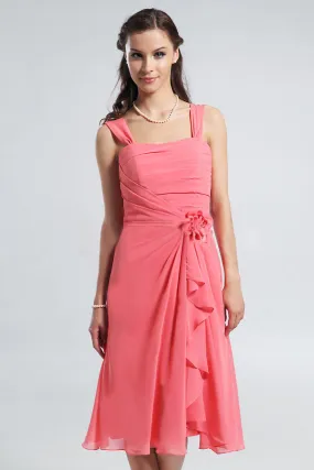 Femme robe pastèque rouge avec fleurs au ceinture en mousseline