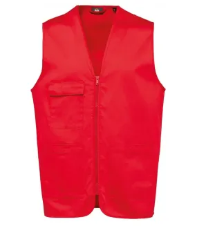 Gilet multipoches léger sans manches - Unisexe - WK608 - rouge