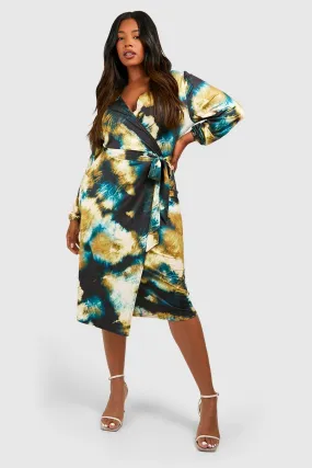 Grande taille - Robe portefeuille soyeuse tie dye