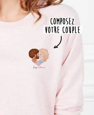 Hoodie homme Couple coeur imprimé personnalisé