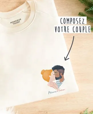 Hoodie homme Couple coeur imprimé personnalisé