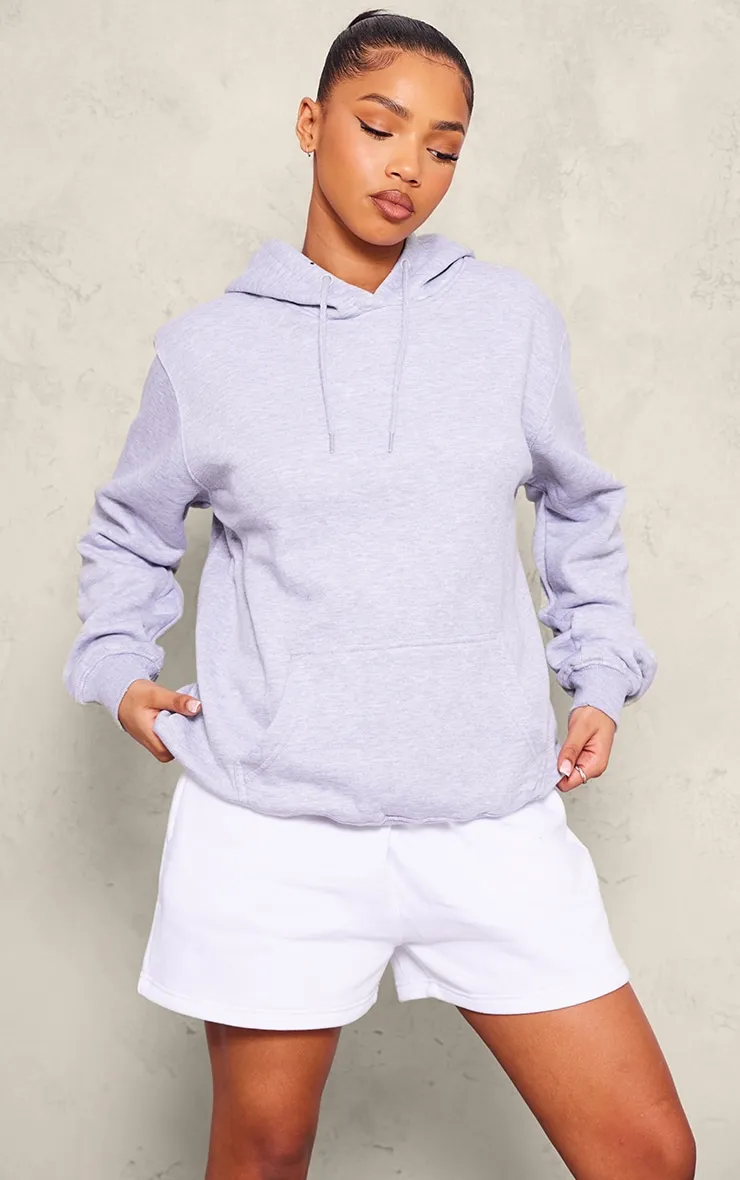 Hoodie oversize en sweat gris chiné