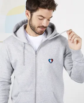 Hoodie zippé homme Coeur français (brodé)