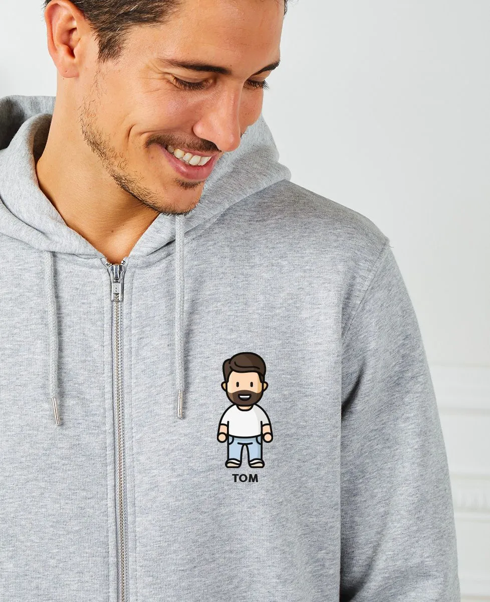 Hoodie zippé homme Figurine adulte personnalisé