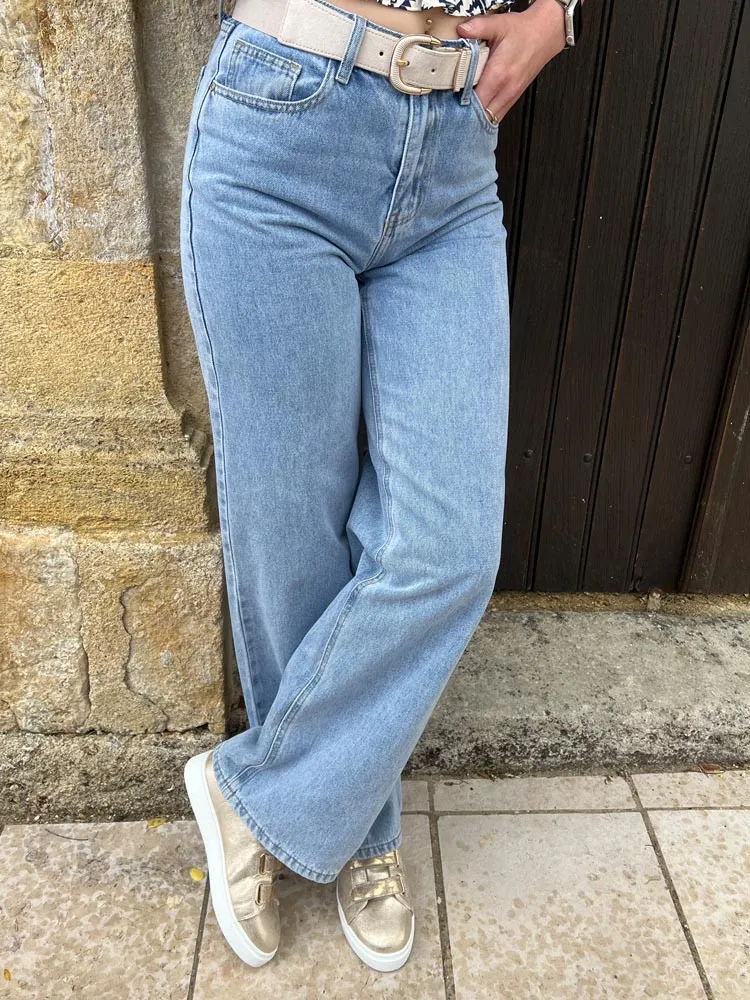 Jeans wid leg clair CÉLÉSTIN - Prêt à porter femme Cléstyle 36 à 60 38 Couleur BLEU