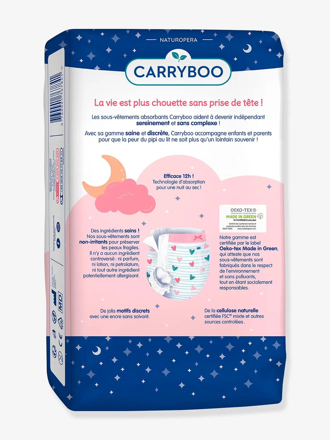 Lot de 16 sous-vêtements de nuit CARRYBOO Enurésie rose - Carryboo