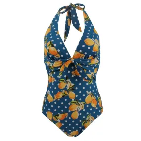 Maillot De Bain Vintage  Une Pièce Pois Citron