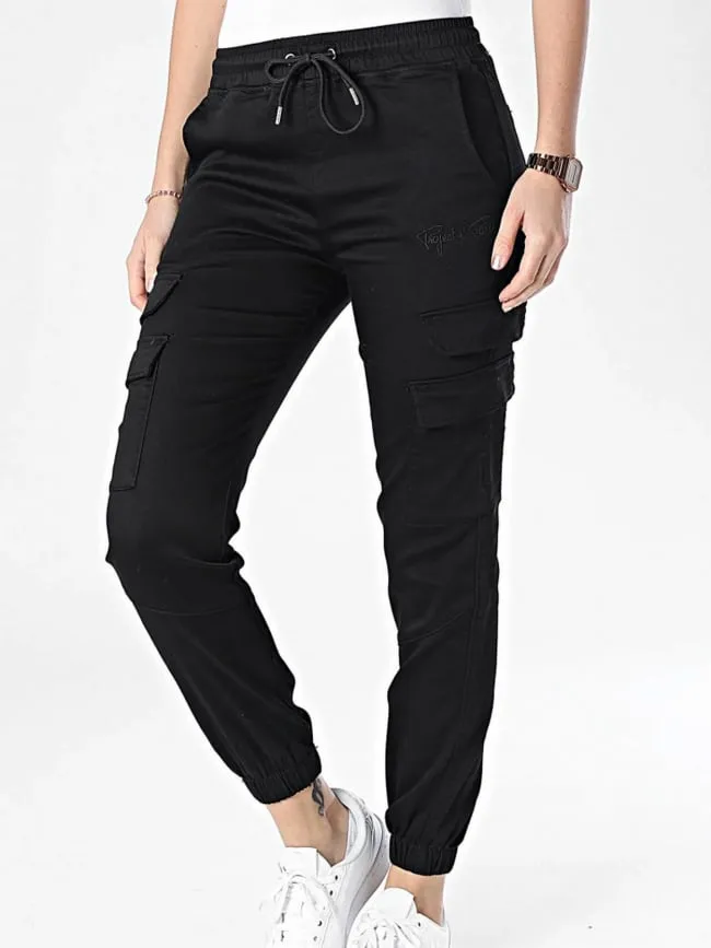 Pantalon cargo bas resserré noir femme - Project X Paris | wimod