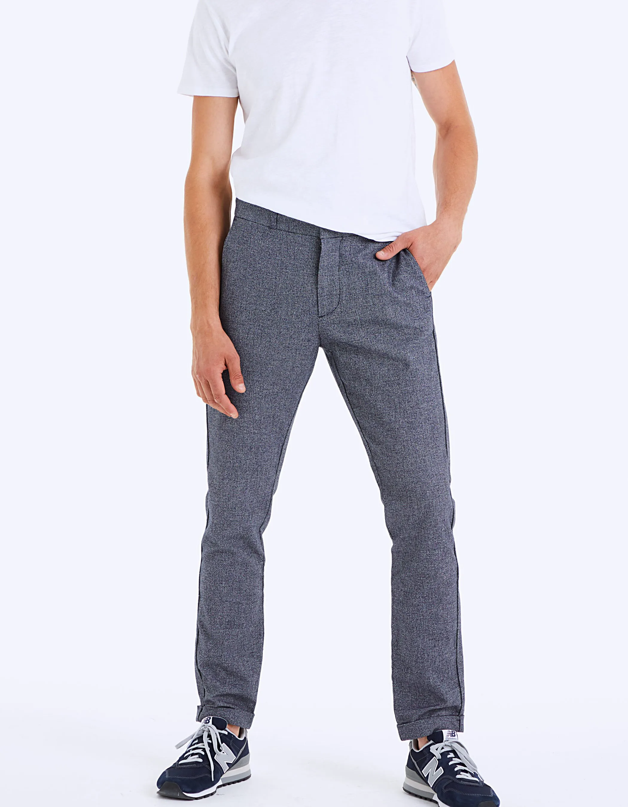 Pantalon chino slim marine faux-uni Homme