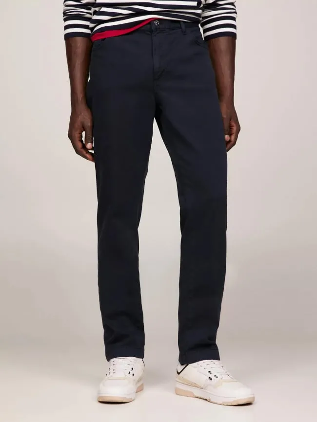 Pantalon denton structuré bleu marine homme - Tommy Hilfiger | wimod