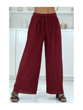 Pantalon plissé fluide bordeaux à poids